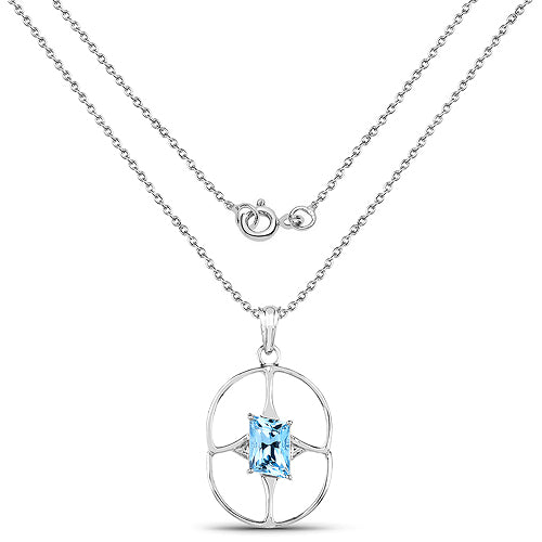 Bids.com 5.26 Carat Genuine Swiss Blue Topaz .925 Sterling Silver Pendant Pendants