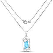 Bids.com 4.57 Carat Genuine Swiss Blue Topaz & White Topaz .925 Sterling Silver Pendant Pendants