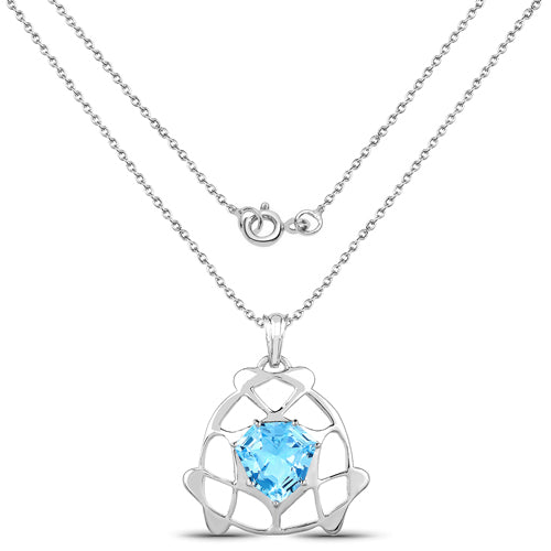 Bids.com 11.50 Carat Genuine Swiss Blue Topaz .925 Sterling Silver Pendant Pendants