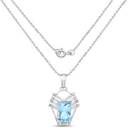 Bids.com 5.76 Carat Genuine Swiss Blue Topaz & White Topaz .925 Sterling Silver Pendant Pendants