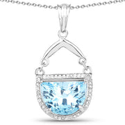 Bids.com 4.08 Carat Genuine Swiss Blue Topaz & White Topaz .925 Sterling Silver Pendant Pendants