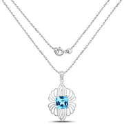 Bids.com 8.18 Carat Genuine Swiss Blue Topaz .925 Sterling Silver Pendant Pendants