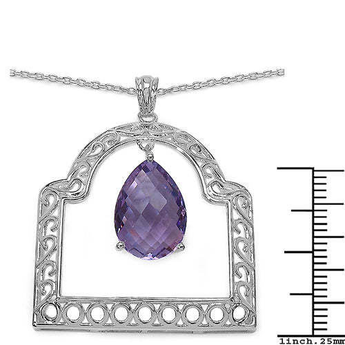 Bids.com 10.70 Carat Genuine Amethyst .925 Sterling Silver Pendant Pendants