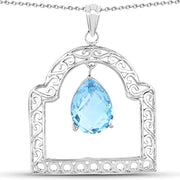 Bids.com 10.50 Carat Genuine Swiss Blue Topaz .925 Sterling Silver Pendant Pendants