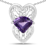 Bids.com 7.80 Carat Genuine Amethyst .925 Sterling Silver Pendant Pendants