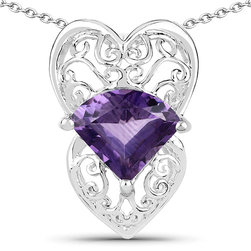 Bids.com 7.80 Carat Genuine Amethyst .925 Sterling Silver Pendant Pendants