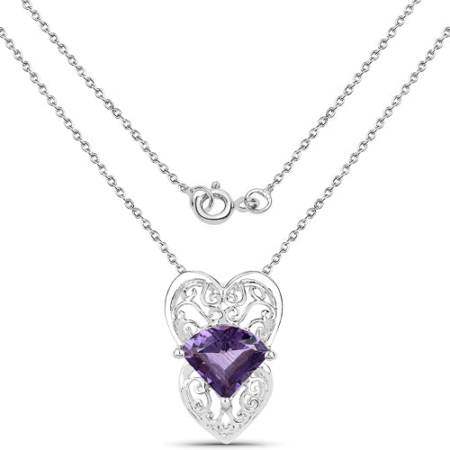 Bids.com 7.80 Carat Genuine Amethyst .925 Sterling Silver Pendant Pendants