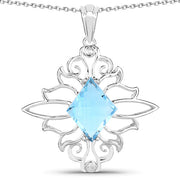 Bids.com 5.15 Carat Genuine Swiss Blue Topaz .925 Sterling Silver Pendant Pendants