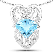 Bids.com 4.65 Carat Genuine Swiss Blue Topaz .925 Sterling Silver Pendant Pendants