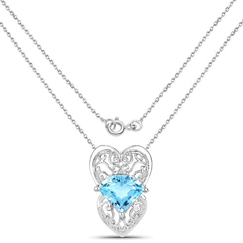 Bids.com 4.65 Carat Genuine Swiss Blue Topaz .925 Sterling Silver Pendant Pendants