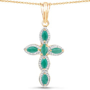 Bids.com 18K Yellow Gold Plated 0.84 Carat Genuine Emerald .925 Sterling Silver Pendant Pendants
