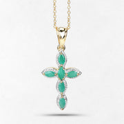 Bids.com 18K Yellow Gold Plated 0.84 Carat Genuine Emerald .925 Sterling Silver Pendant Pendants