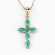 Bids.com 18K Yellow Gold Plated 0.84 Carat Genuine Emerald .925 Sterling Silver Pendant Pendants