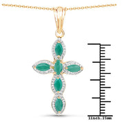 Bids.com 18K Yellow Gold Plated 0.84 Carat Genuine Emerald .925 Sterling Silver Pendant Pendants