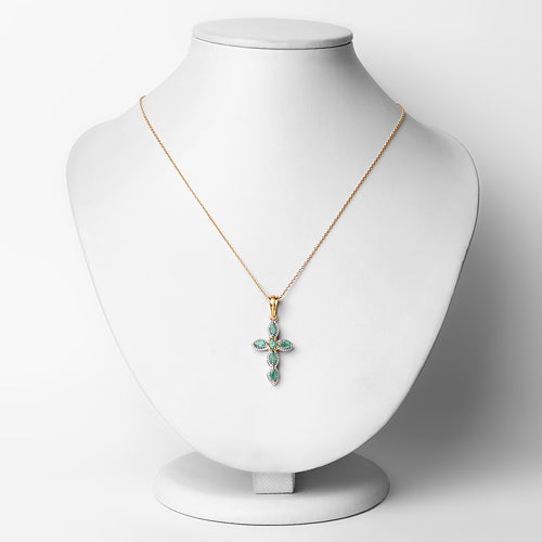 Bids.com 18K Yellow Gold Plated 0.84 Carat Genuine Emerald .925 Sterling Silver Pendant Pendants