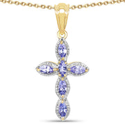 Bids.com 14K Yellow Gold Plated 0.84 Carat Genuine Tanzanite .925 Sterling Silver Pendant Pendants