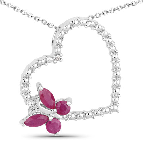 Bids.com 0.52 Carat Genuine Ruby and Created White Sapphire .925 Sterling Silver Pendant Pendants