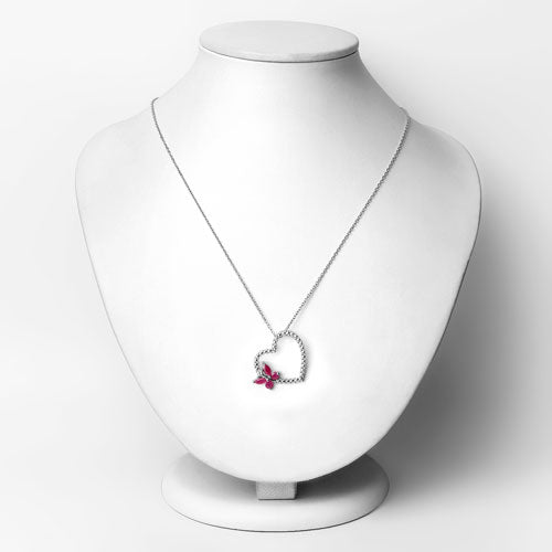 Bids.com 0.52 Carat Genuine Ruby and Created White Sapphire .925 Sterling Silver Pendant Pendants