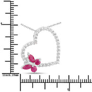 Bids.com 0.52 Carat Genuine Ruby and Created White Sapphire .925 Sterling Silver Pendant Pendants