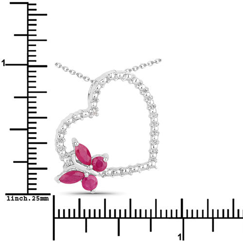 Bids.com 0.52 Carat Genuine Ruby and Created White Sapphire .925 Sterling Silver Pendant Pendants