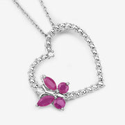 Bids.com 0.52 Carat Genuine Ruby and Created White Sapphire .925 Sterling Silver Pendant Pendants