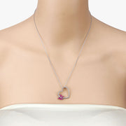 Bids.com 0.52 Carat Genuine Ruby and Created White Sapphire .925 Sterling Silver Pendant Pendants