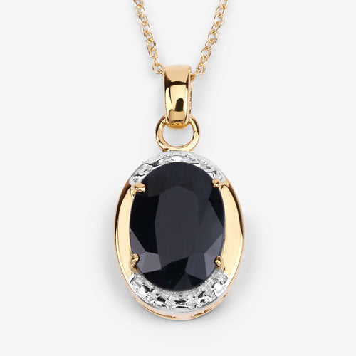 Bids.com 7.50 Carat Genuine Black Sapphire .925 Sterling Silver Pendant Pendants