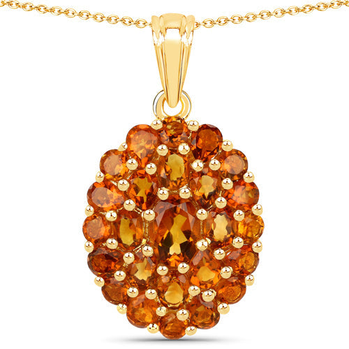 Bids.com 4.08 Carat Genuine Citrine .925 Sterling Silver Pendant Pendants White Smoke Default Title