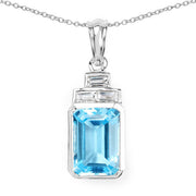 Bids.com 9.99 Carat Genuine Swiss Blue Topaz and White Topaz .925 Sterling Silver Pendant Pendants