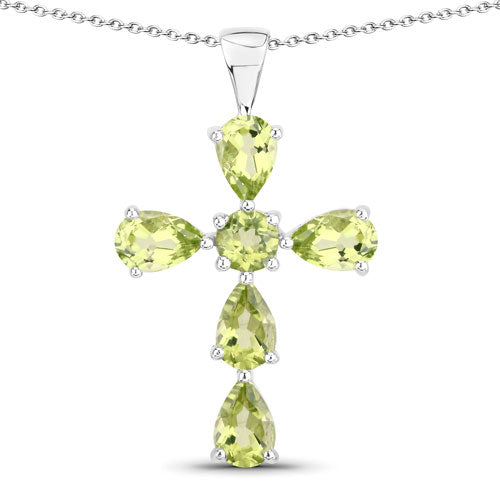 Bids.com 2.24 Carat Genuine Peridot .925 Sterling Silver Pendant Pendants