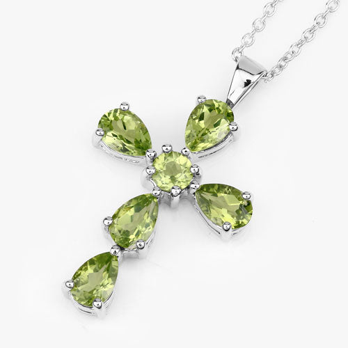 Bids.com 2.24 Carat Genuine Peridot .925 Sterling Silver Pendant Pendants