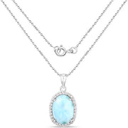 Bids.com 13.55 Carat Genuine Larimar and White Topaz .925 Sterling Silver Pendant Pendants