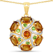 Bids.com 6.87 Carat Genuine Multi Stones .925 Sterling Silver Pendant Pendants