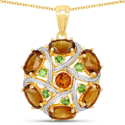 Bids.com 6.87 Carat Genuine Multi Stones .925 Sterling Silver Pendant Pendants