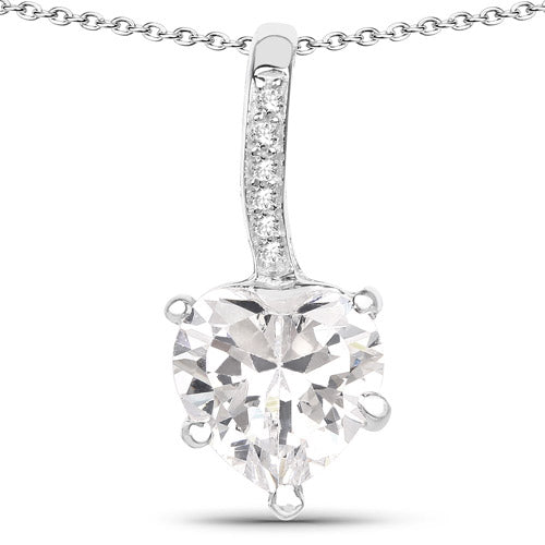Bids.com 4.46 Carat Genuine White Cubic Zirconia .925 Sterling Silver Pendant Pendants