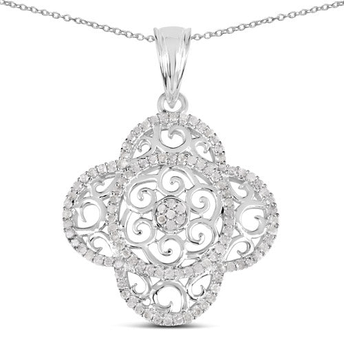 Bids.com 0.57 Carat Genuine White Diamond .925 Sterling Silver Pendant Pendants