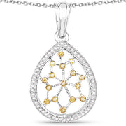 Bids.com 0.45 Carat Genuine White Diamond and Yellow Diamond .925 Sterling Silver Pendant Pendants