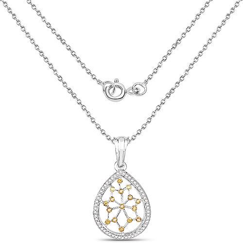 Bids.com 0.45 Carat Genuine White Diamond and Yellow Diamond .925 Sterling Silver Pendant Pendants