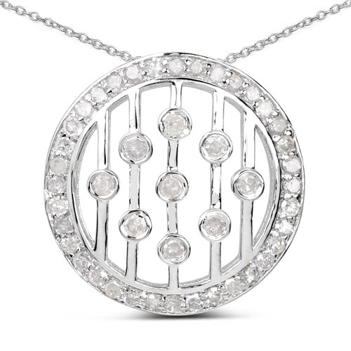 Bids.com 0.53 Carat Genuine White Diamond .925 Sterling Silver Pendant Pendants