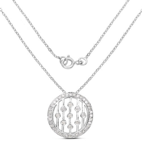 Bids.com 0.53 Carat Genuine White Diamond .925 Sterling Silver Pendant Pendants