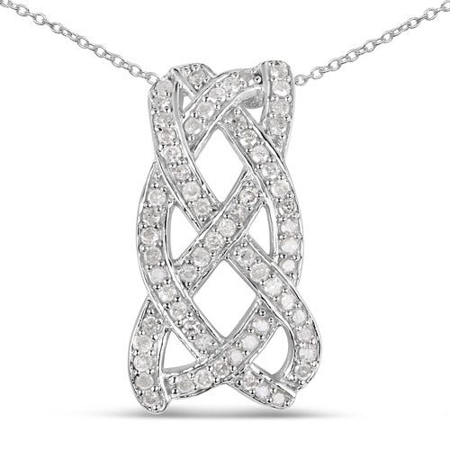 Bids.com 0.54 Carat Genuine White Diamond .925 Sterling Silver Pendant Pendants