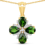 Bids.com 2.70 Carat Genuine Chrome Diopside and White Topaz .925 Sterling Silver Pendant Pendants