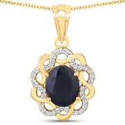 Bids.com 3.43 Carat Genuine Blue Sapphire and White Topaz .925 Sterling Silver Pendant Pendants