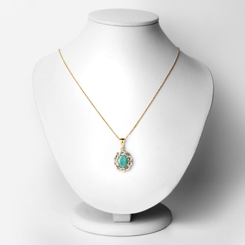 Bids.com 2.78 Carat Genuine Emerald and White Topaz .925 Sterling Silver Pendant Pendants