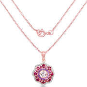 Bids.com 14K Rose Gold Plated 2.30 Carat Genuine Morganite, Rhodolite and Amethyst .925 Sterling Silver Pendant Pendants