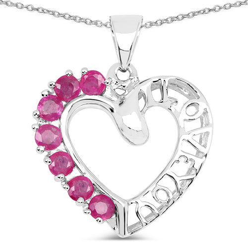 Bids.com 0.91 Carat Genuine Ruby .925 Sterling Silver Pendant Pendants