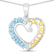 Bids.com 0.84 Carat Genuine Swiss Blue Topaz .925 Sterling Silver Pendant Pendants