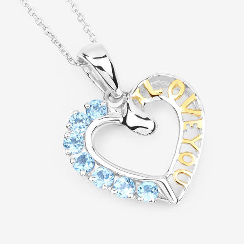 Bids.com 0.84 Carat Genuine Swiss Blue Topaz .925 Sterling Silver Pendant Pendants