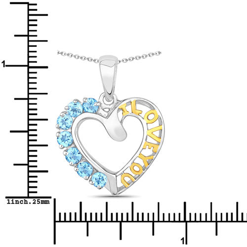 Bids.com 0.84 Carat Genuine Swiss Blue Topaz .925 Sterling Silver Pendant Pendants
