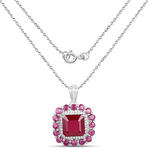 Bids.com 8.48 Carat Glass Filled Ruby and White Topaz .925 Sterling Silver Pendant Pendants